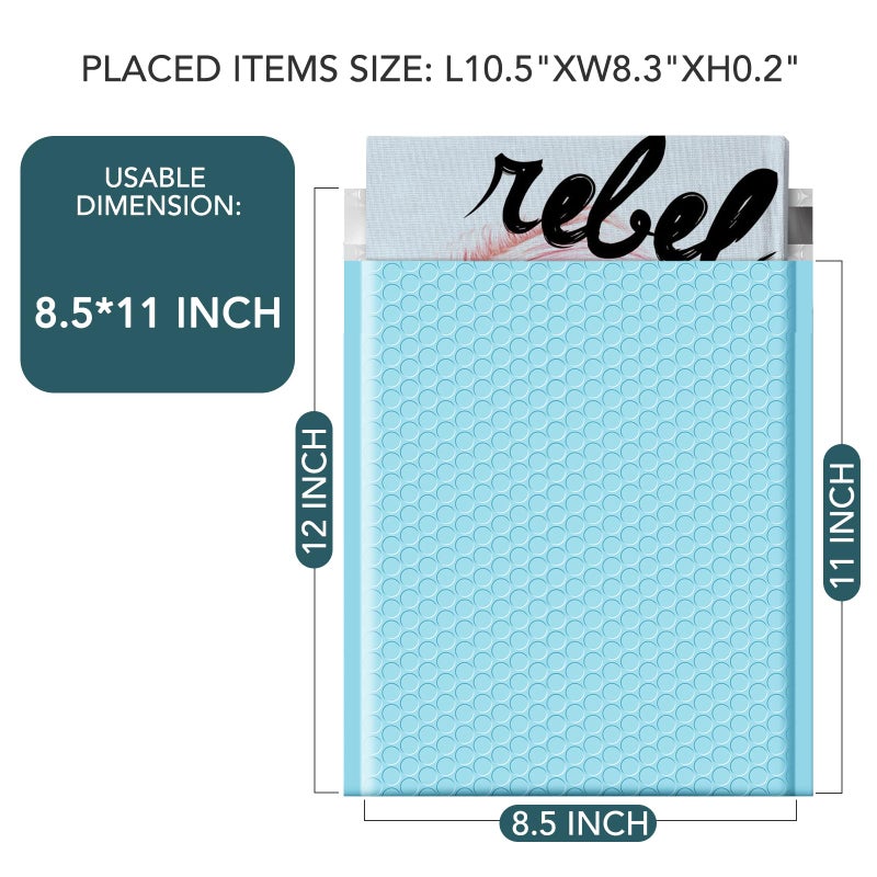 Metronic Bubble Mailers 8.5 x 12 Inch 25 Pack Light Blue Usable Size 8.5 x 11 Inches Bubble Mailer Self-Seal Padded Envelopes for Shipping, Mailing, Packaging for Business, Bulk #2 - Image 2